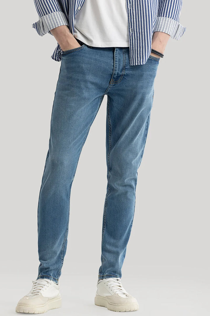 Phantom Sky Blue Plain Skinny Fit Jeans