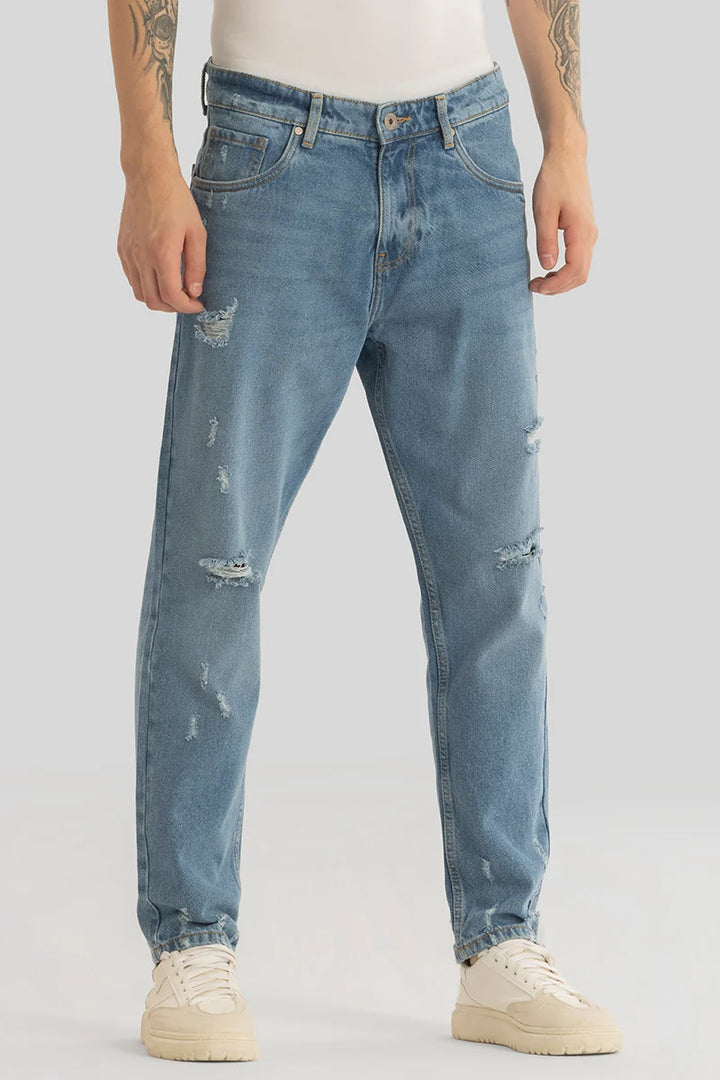 Vault Blue Distressed Baggy Fit Jeans