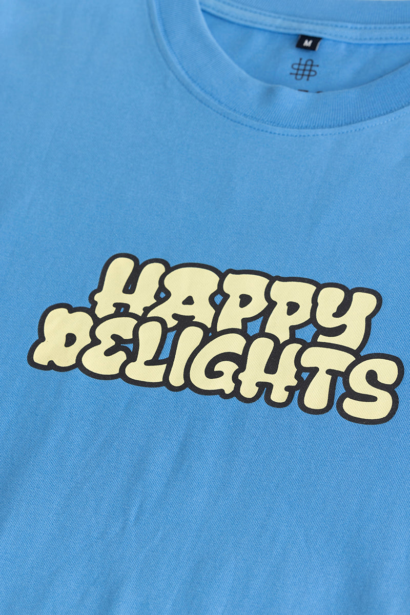 Happy Delights Blue Oversized T-Shirt