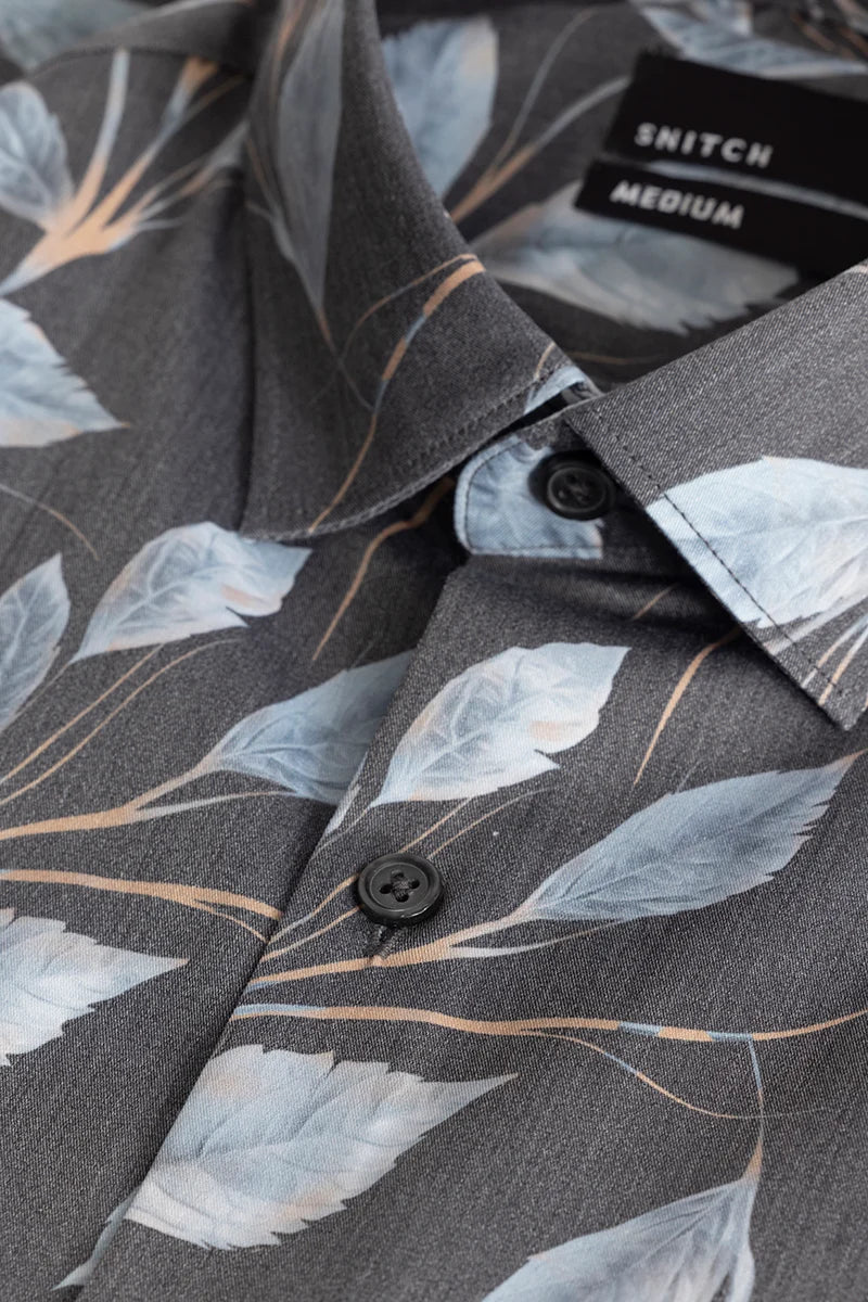 Leafstique Grey Printed Shirt