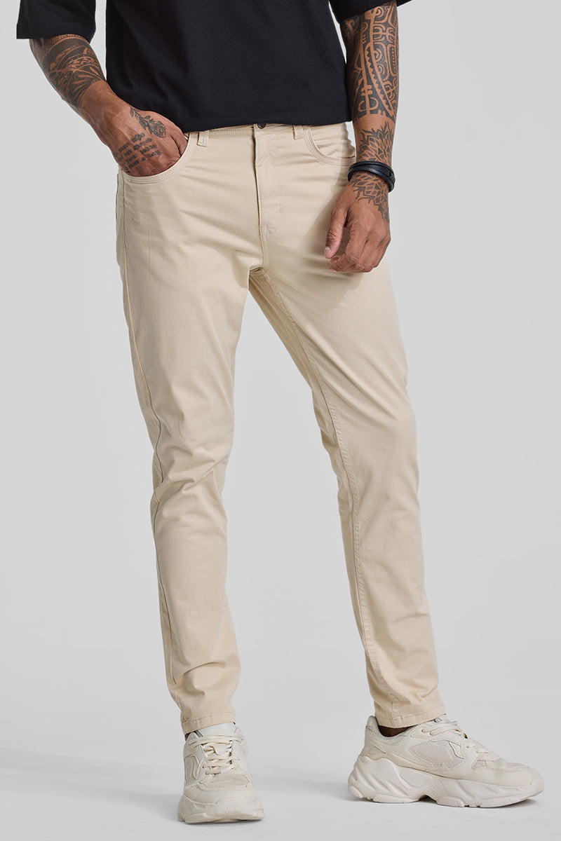 Cream 5 Pocket Chinos