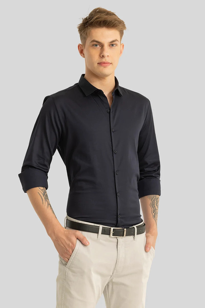 Etnni Charcoal Grey Plain Stitchless Shirt