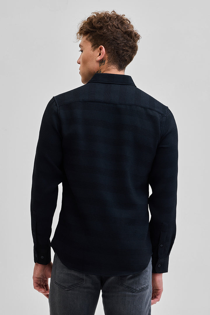 Black Textured Slim Fit Shirt