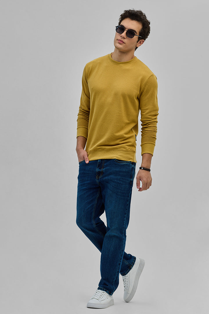 Yellow Textured Sweatshirt