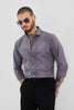 Grey Self-Design Slim Fit Shirt