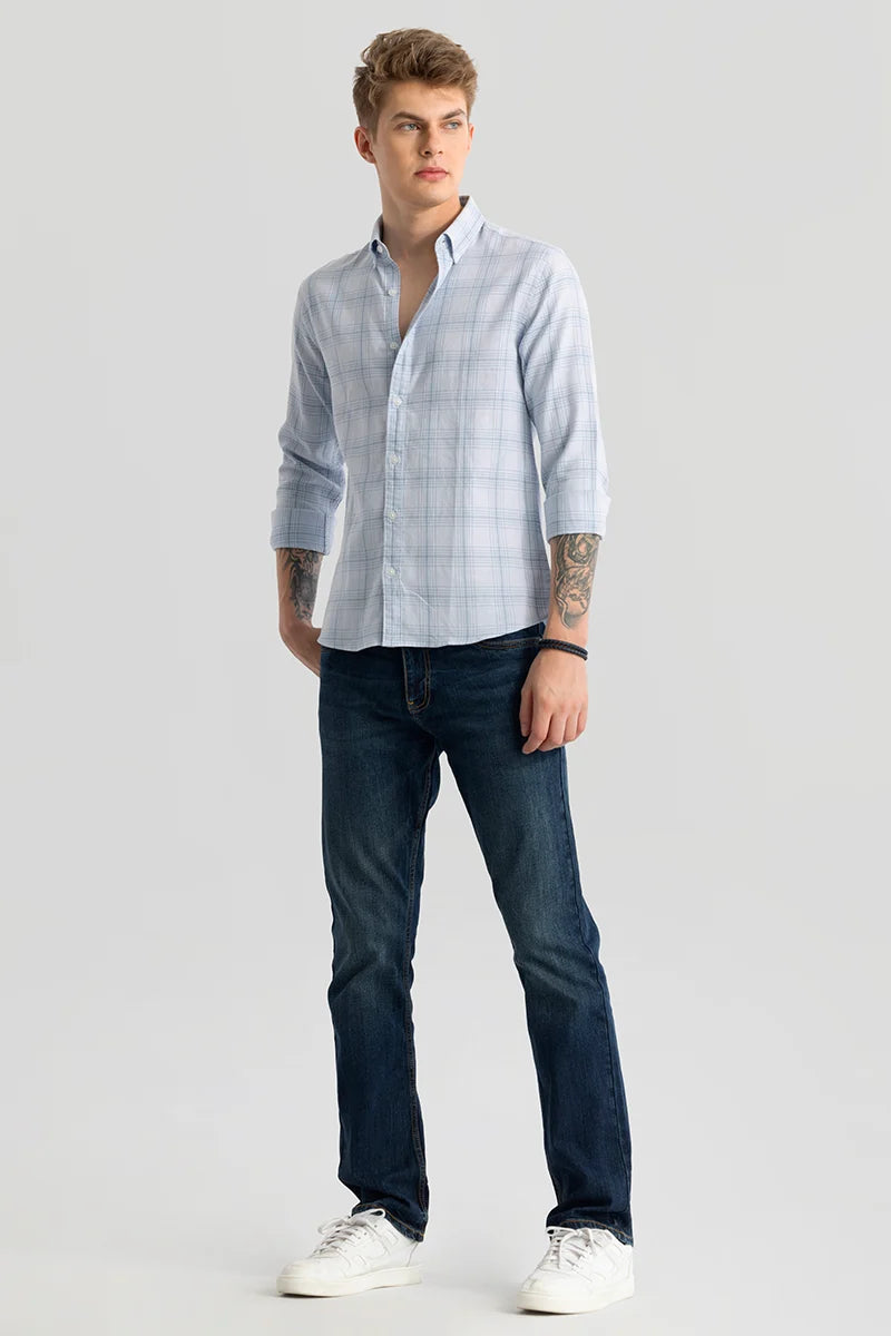 Fleur Sky Blue Checks Shirts