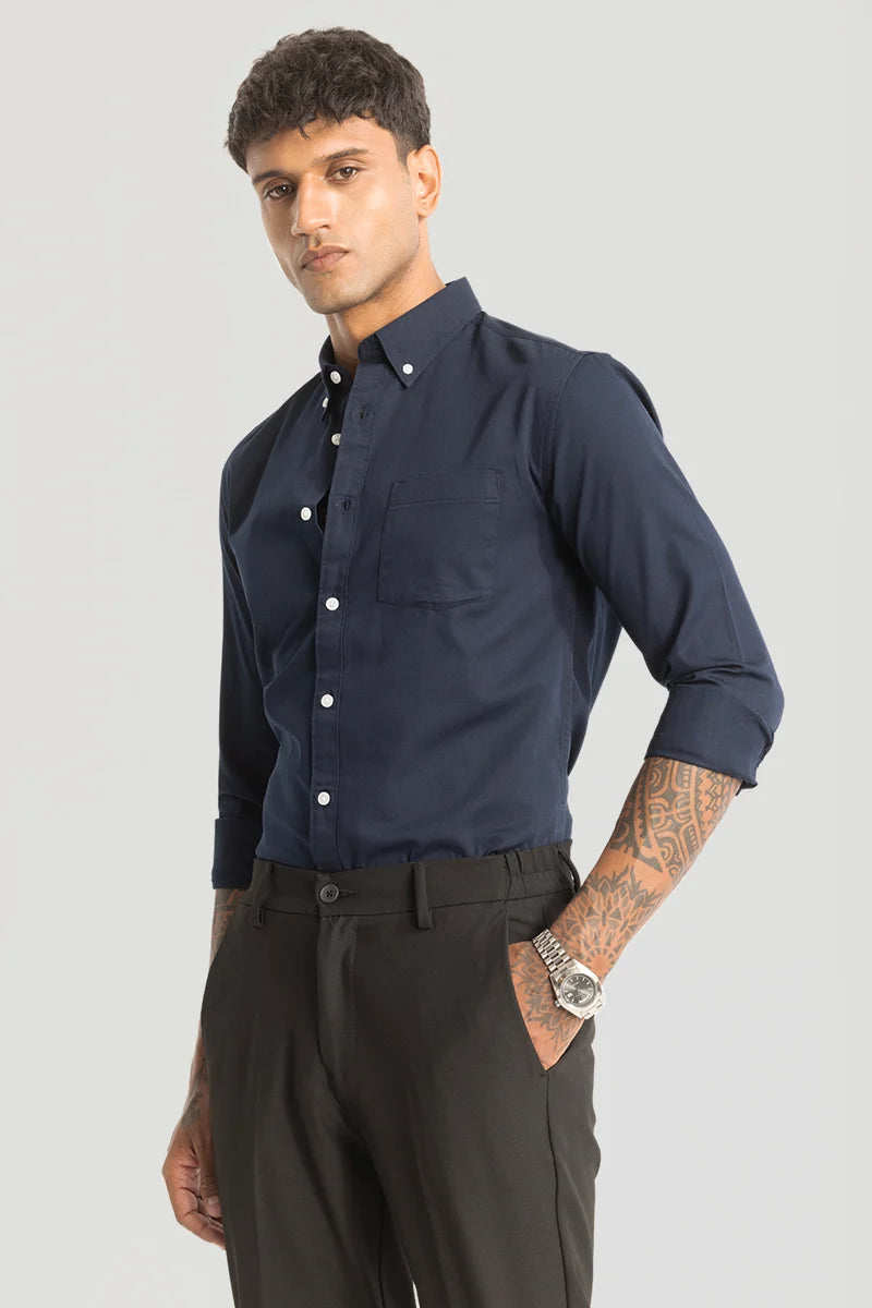 Navy Solid Oxford Shirt