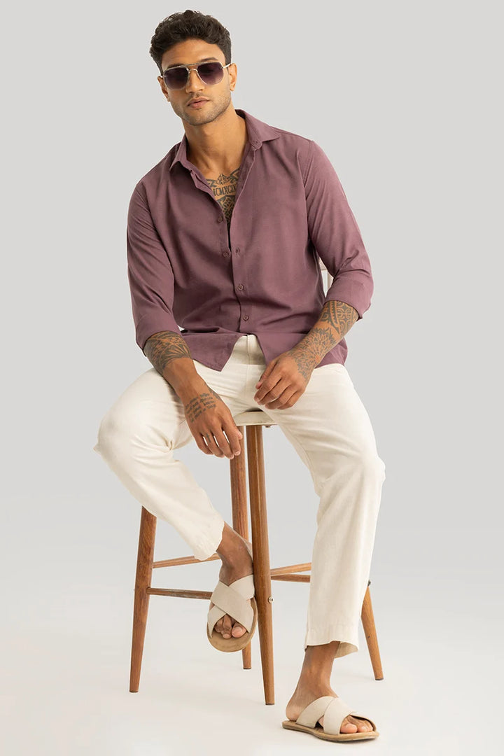 Anselmo Mauve Self-Design Shirt