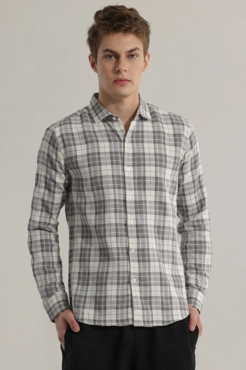 Plaided Grey Check Shirt