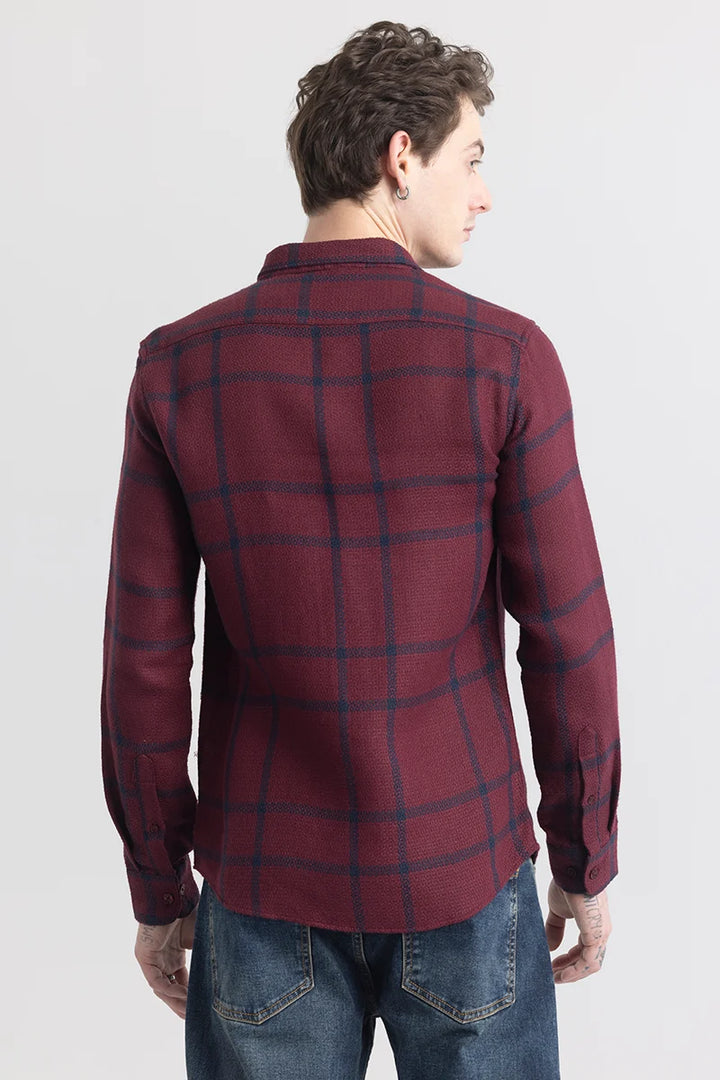 Plaidedge Maroon Check Shirt