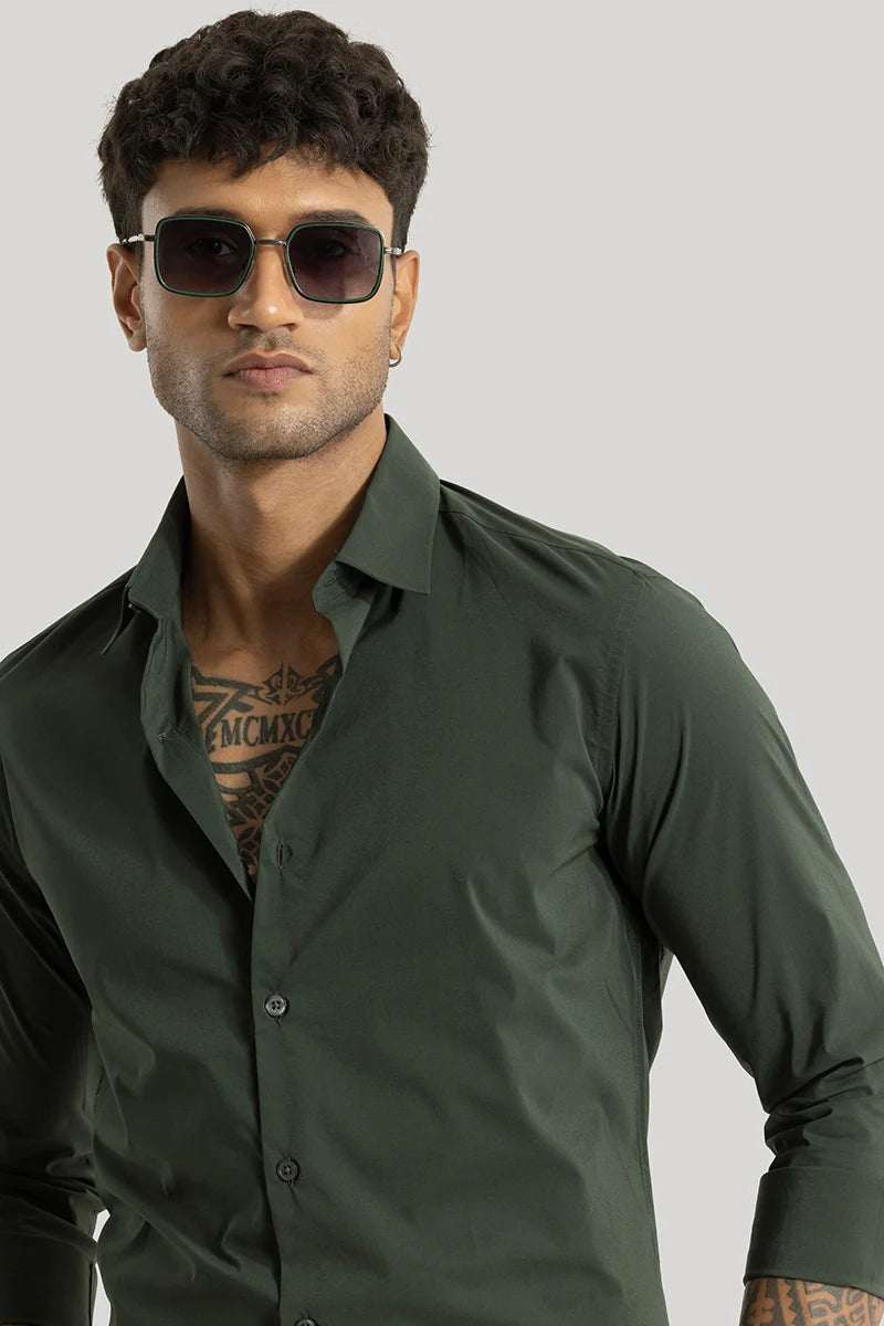 Quinnie Dark Green Plain Shirt