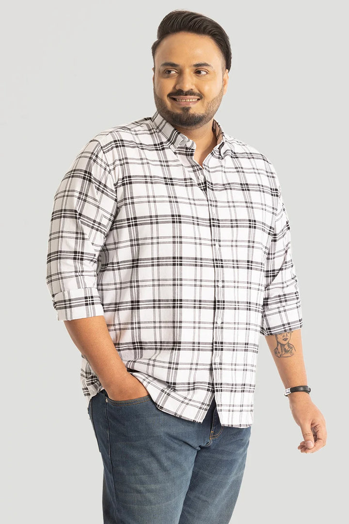 White Oxford Checks Plus Size Shirt