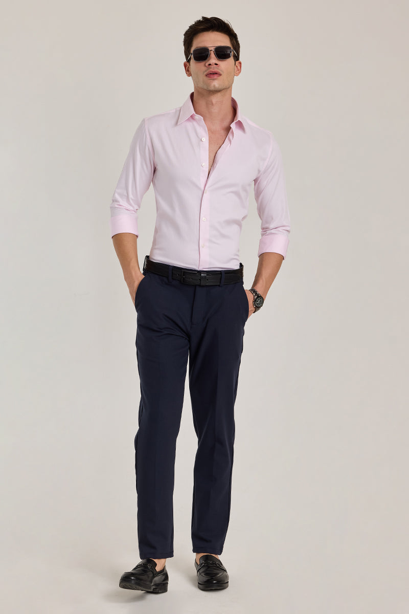 Light Pink Solid Slim Fit Shirt