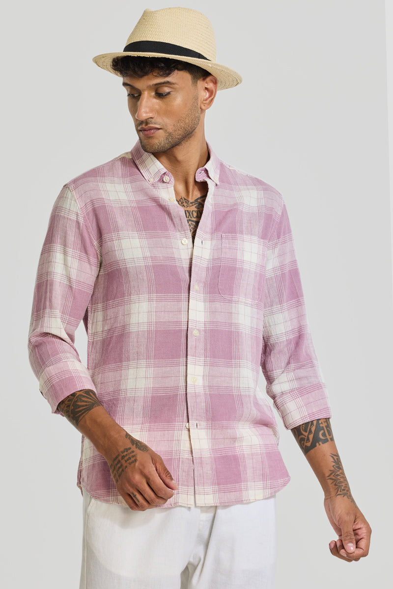 Pink Checks Linen Shirt