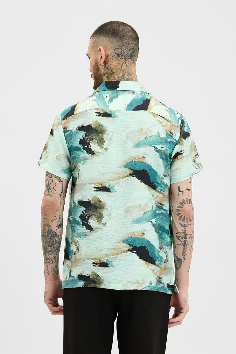 Turquoise Abstract Box Fit Shirt