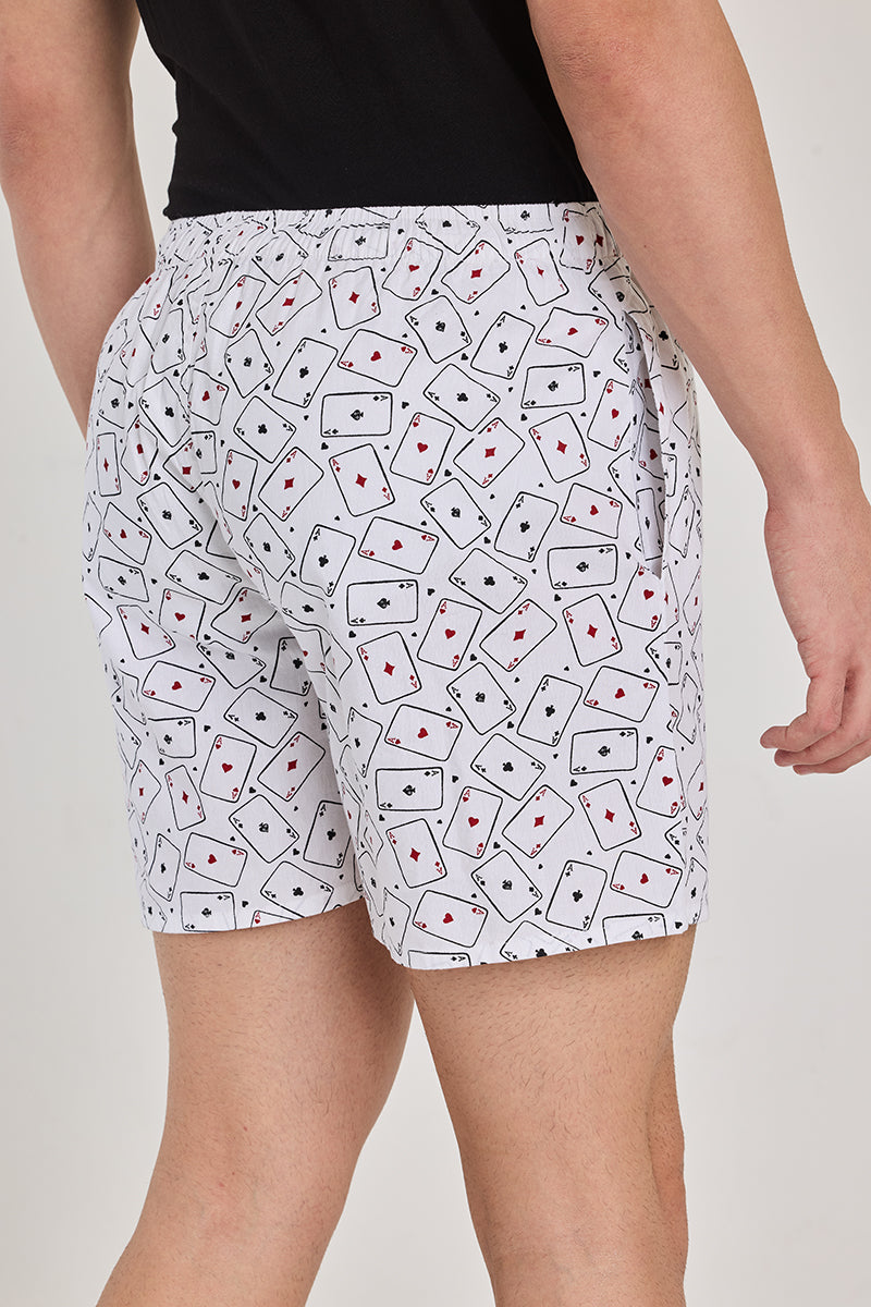 White Printed Boxer