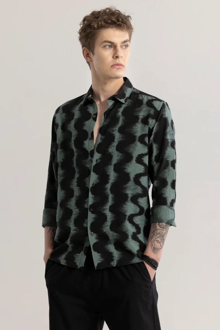 EmberFlow Abstract Green Shirt