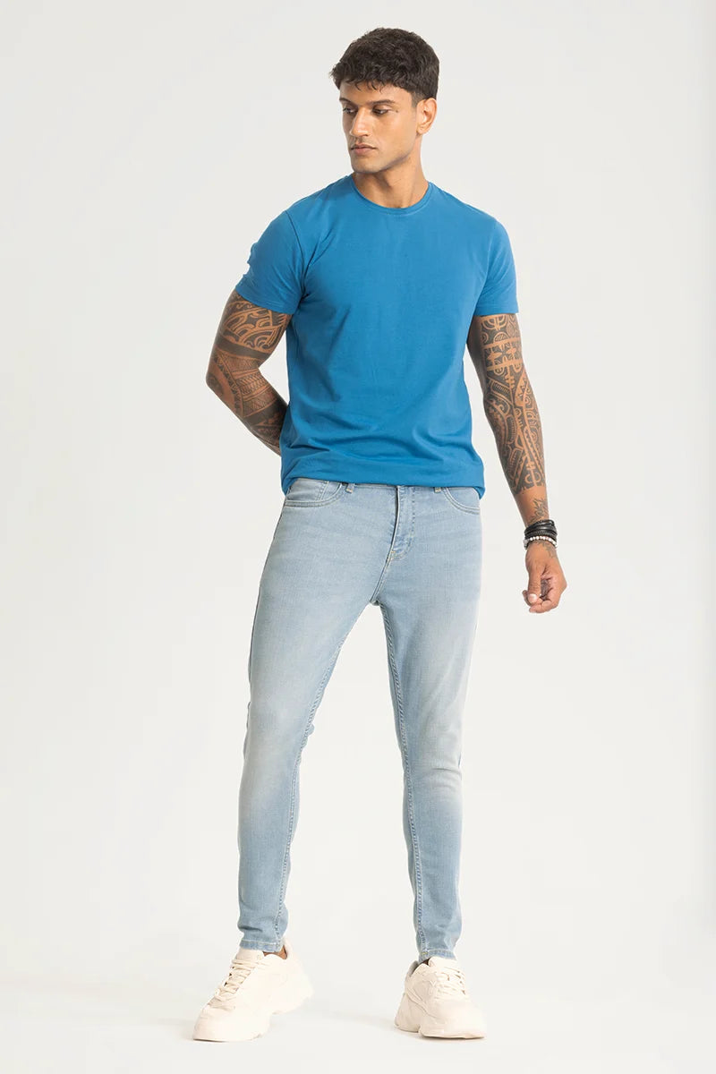 Light Blue Plain Skinny Fit Jeans