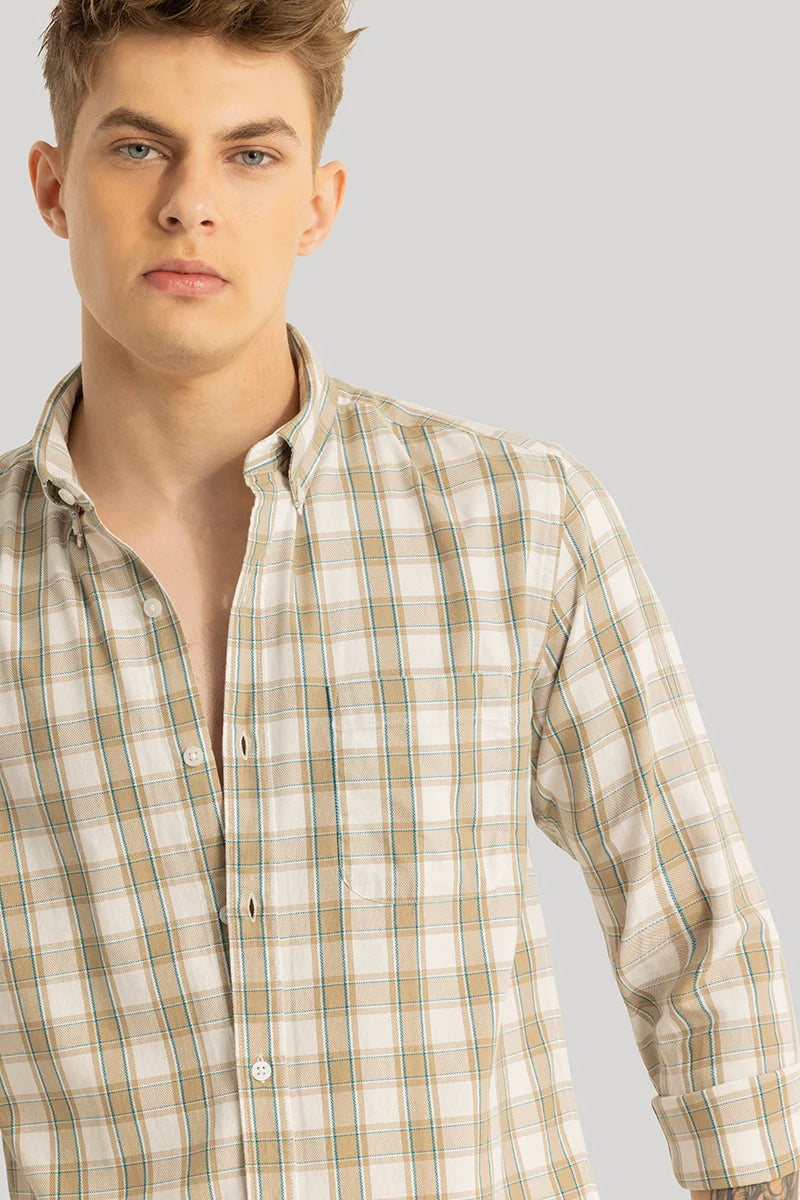 Mathieu Beige Checks Shirt