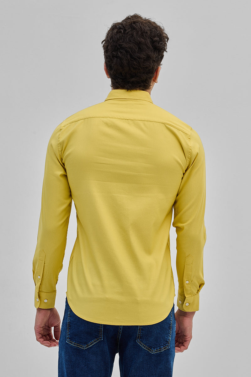 Yellow Solid Button Down Shirt