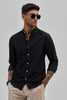 Black Textured Mandarin Shirt