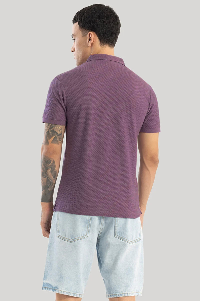 Gael Lavender Textured Polo T-Shirt