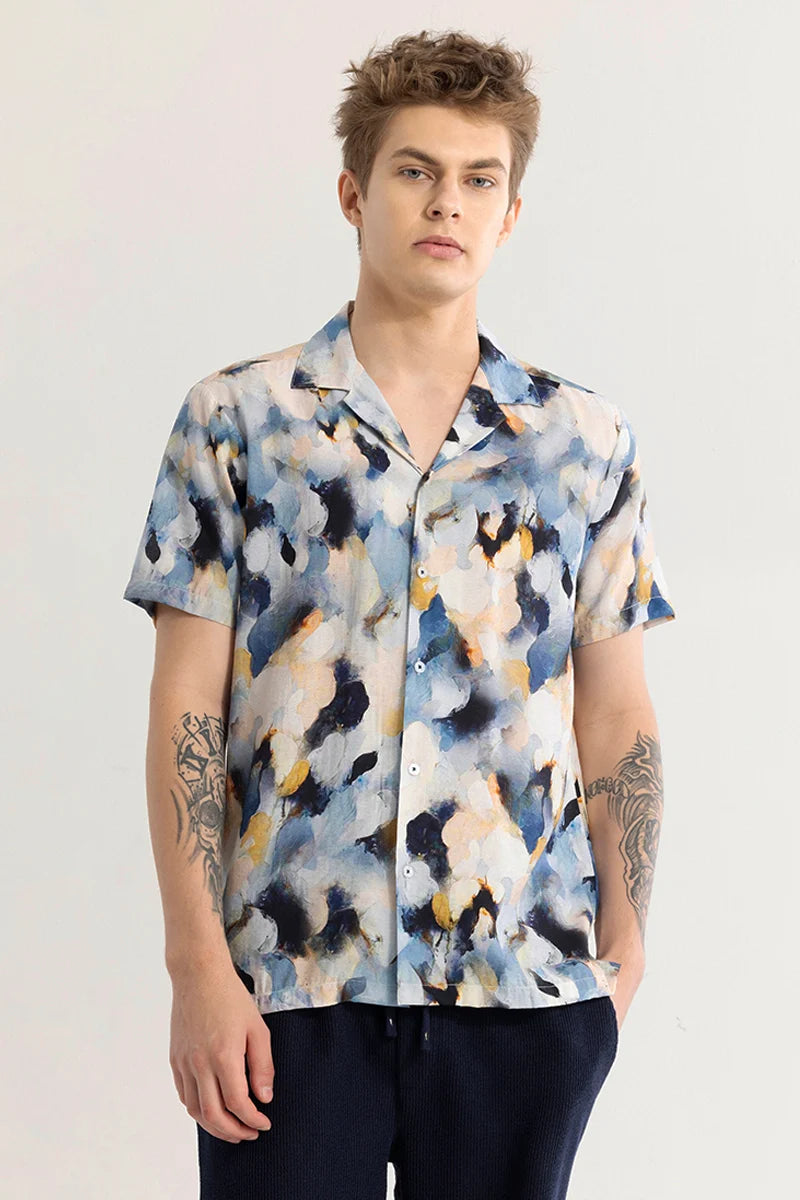 Nebulara Blue Abstract Shirt