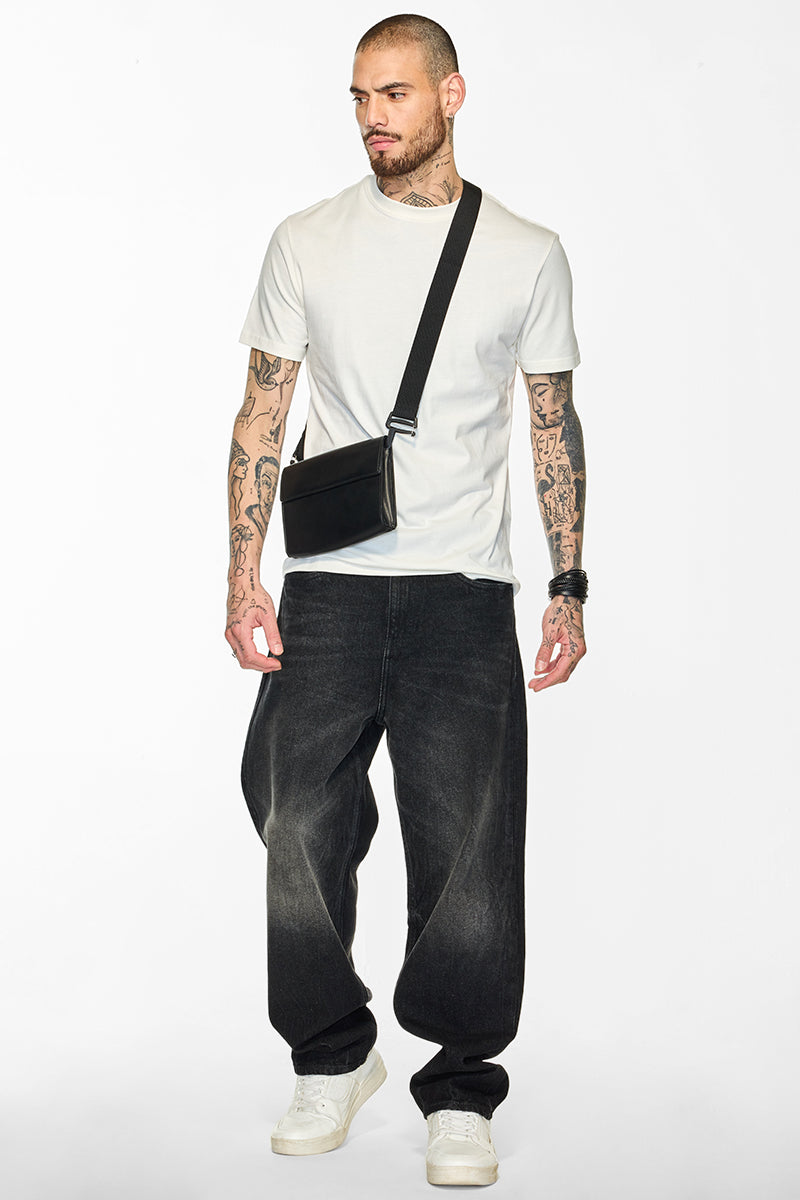 Core Lab Off White Solid Slim Fit T-Shirt