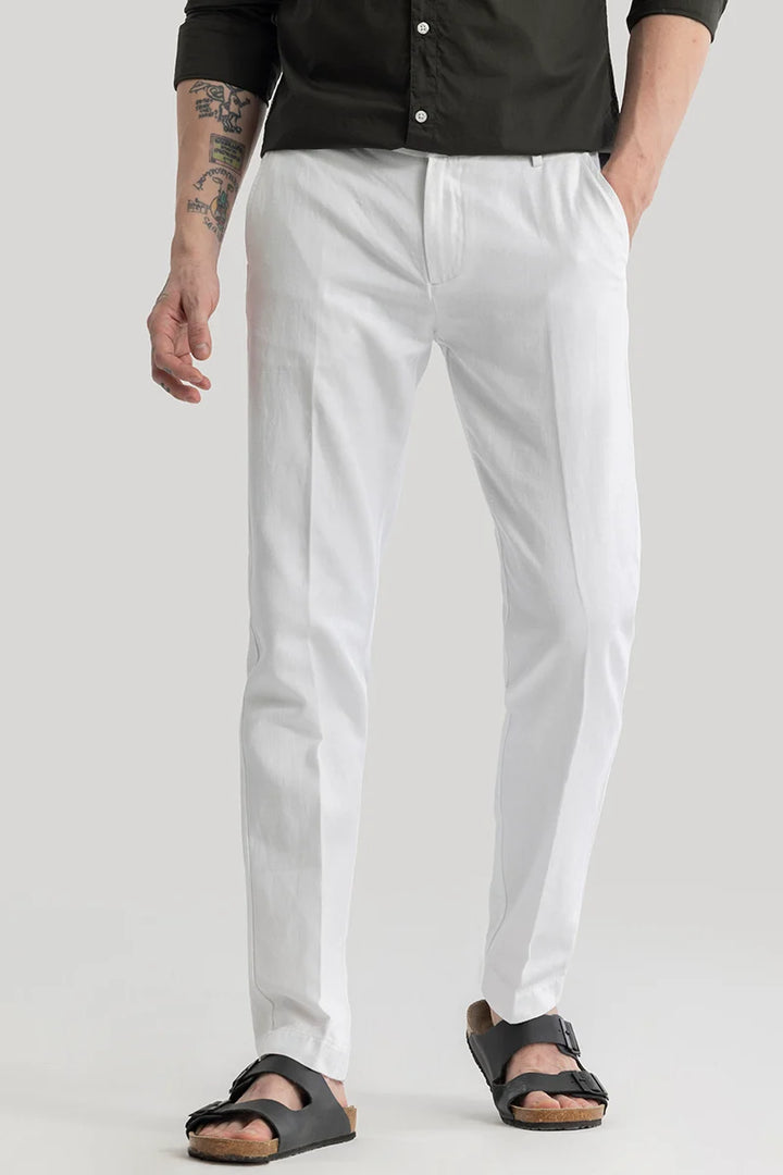 Mads White Plain Irish Linen Trousers