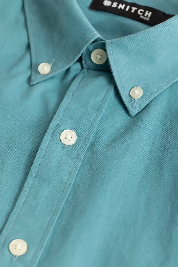 Marco Oxford Turquoise Plain Plus Size Shirt