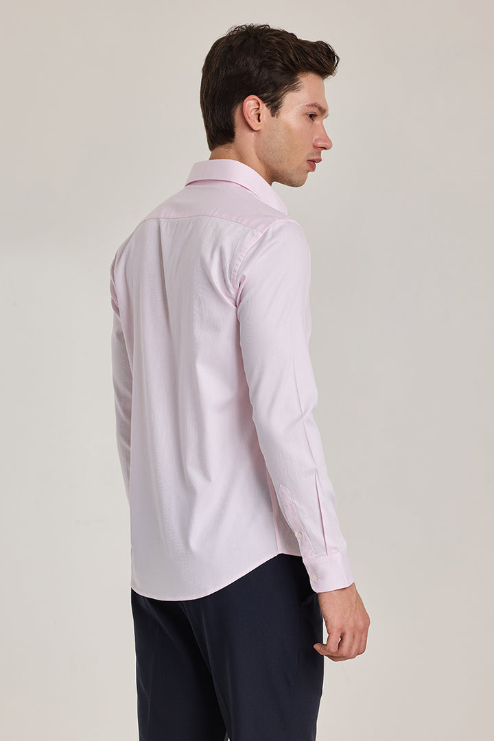 Light Pink Solid Slim Fit Shirt