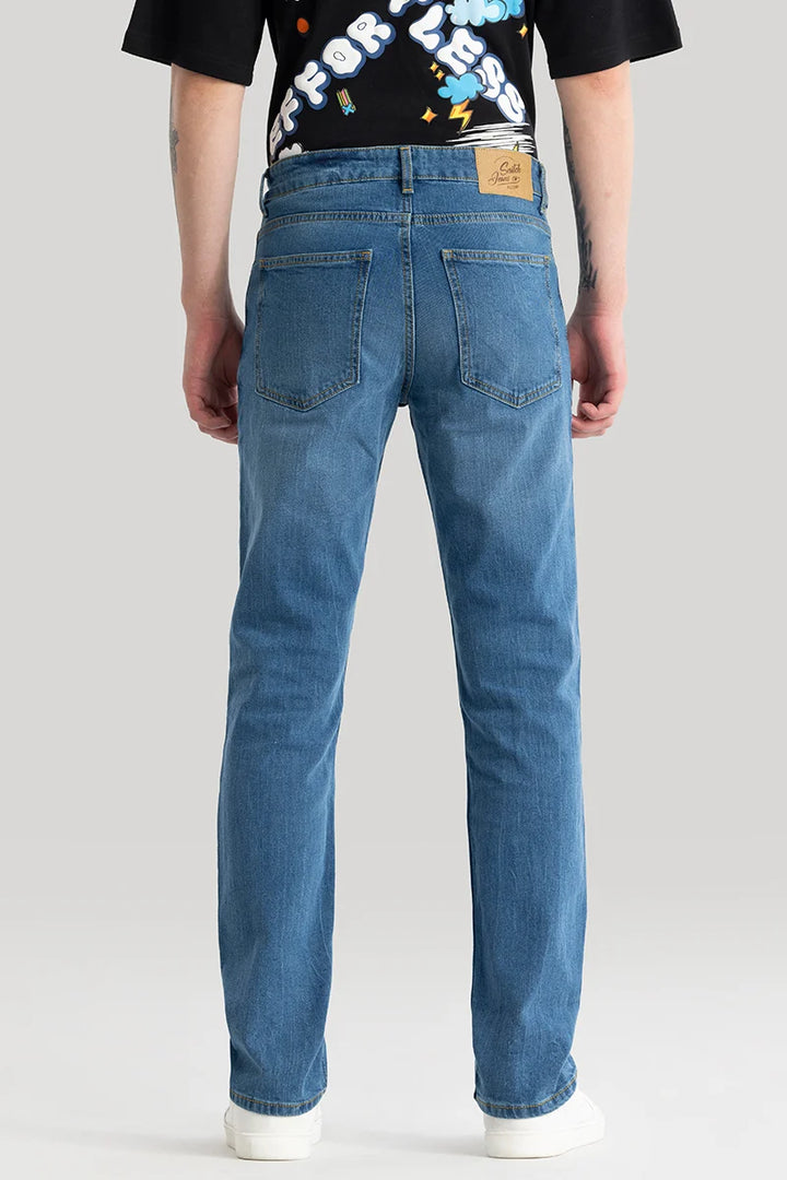 Olivier Blue Plain Straight Fit Jeans