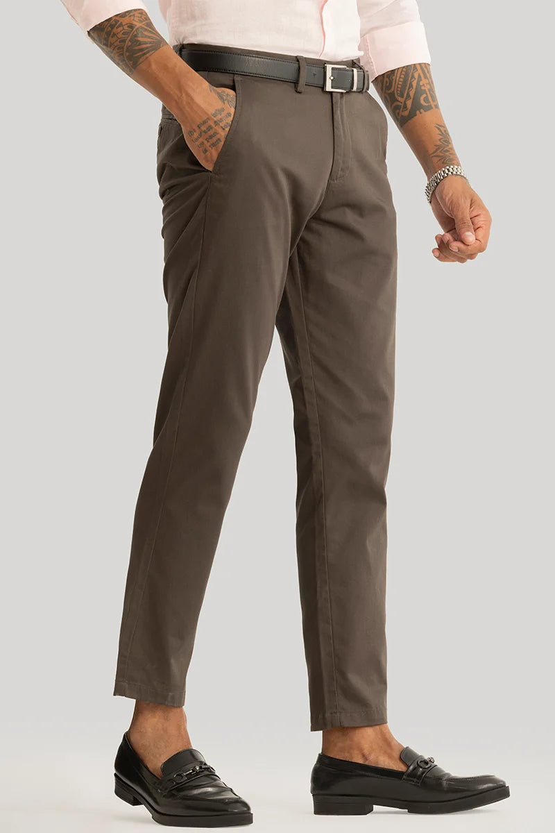 Urban Stride Brown Plain Slim Fit Chinos