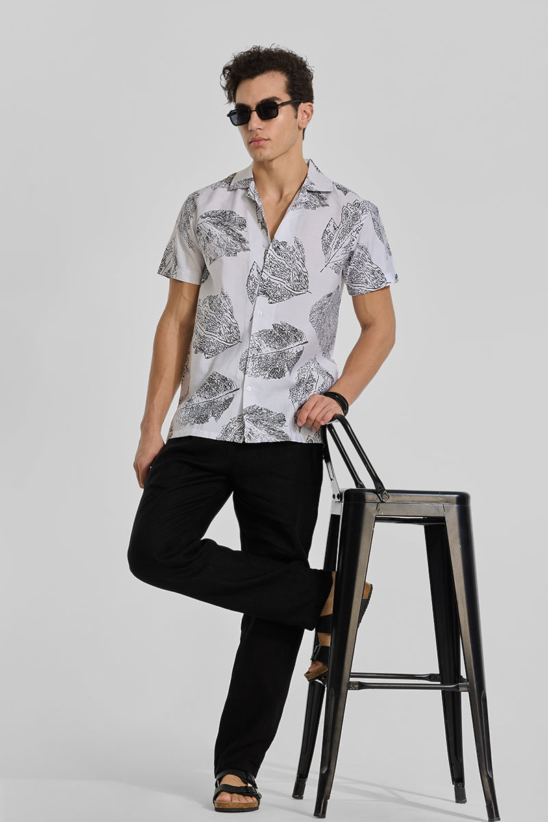 White Cuban Printed Shirt