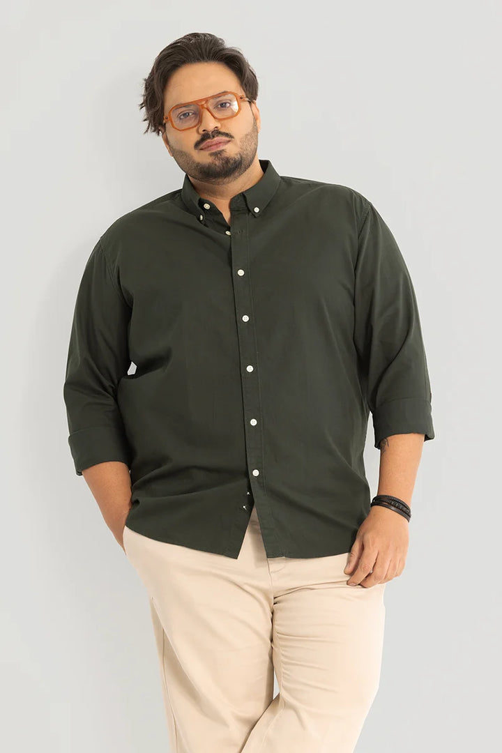 Silvano Patch Olive Plus Size Shirt