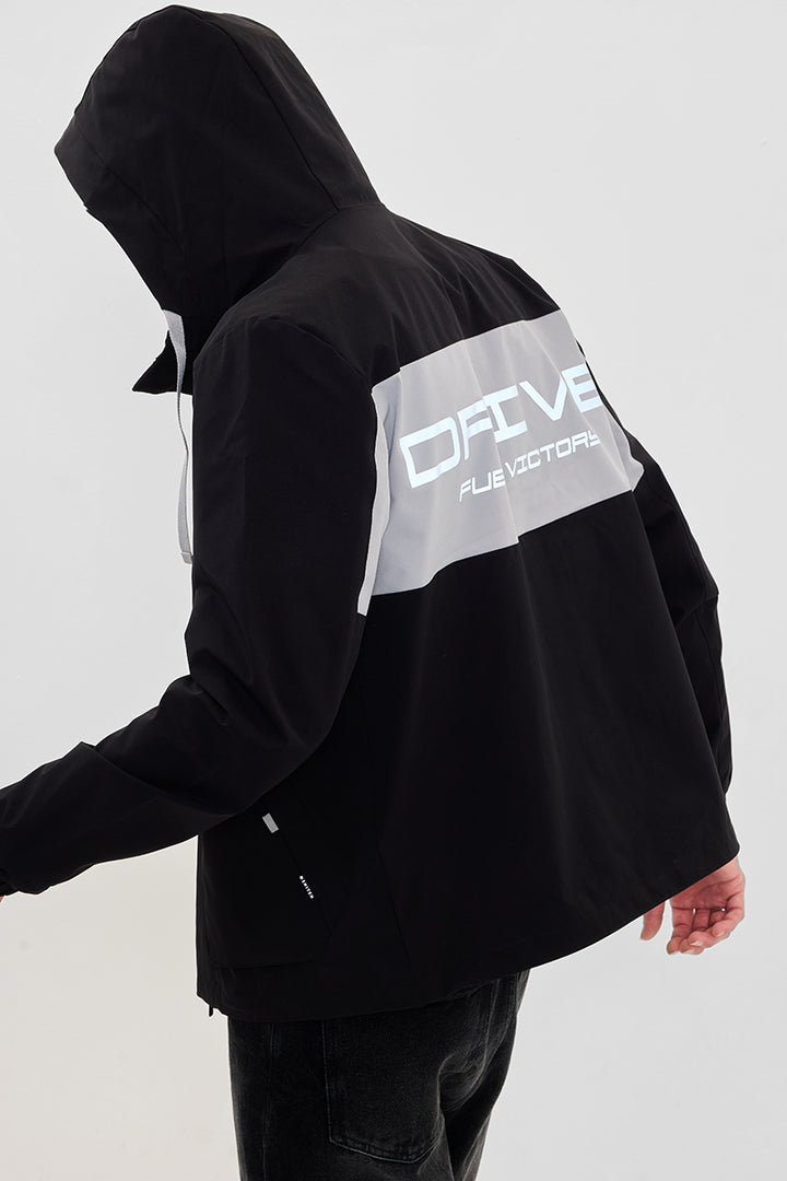 Black Reflective Relaxed Fit Jacket