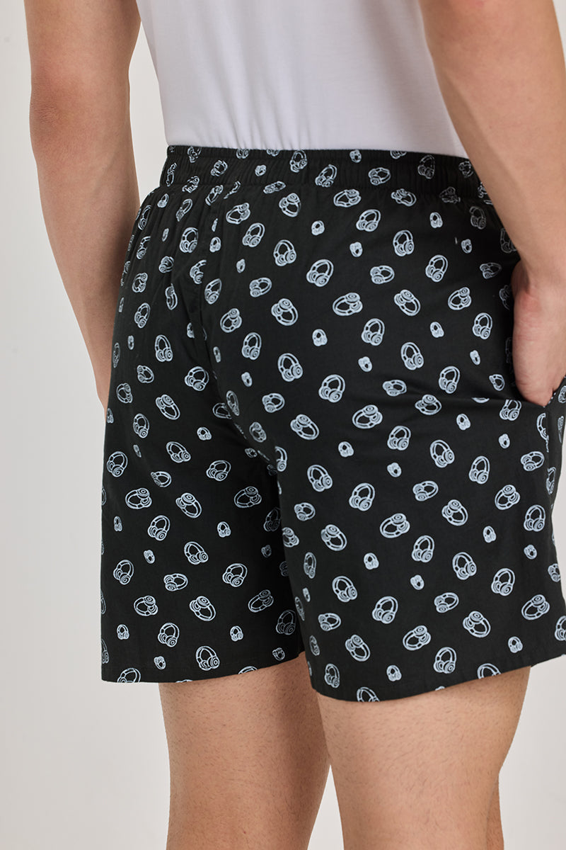 Black Printed Boxer