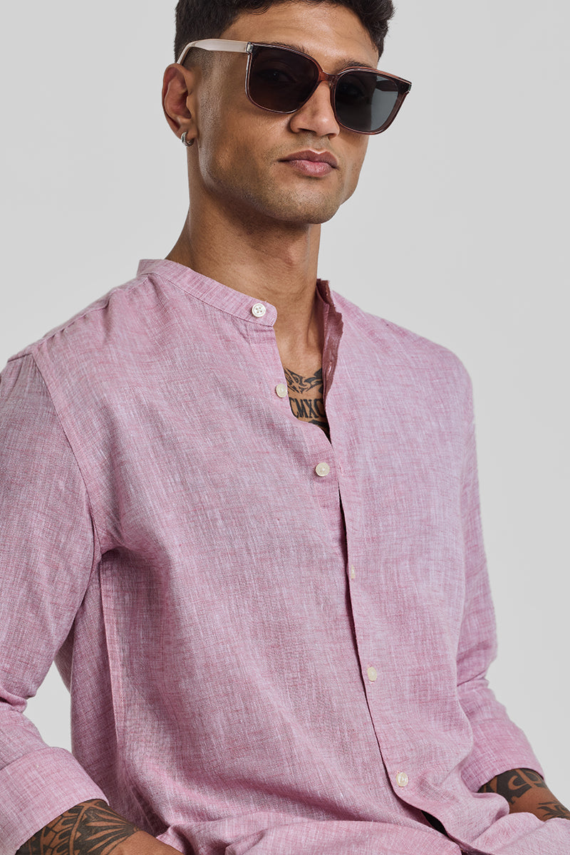 Light Pink Textured Linen Shirt