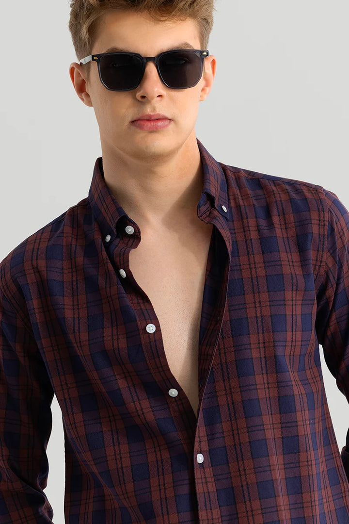 Kjell Maroon Checks Shirts