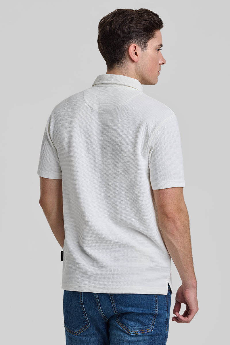 White Textured Polo T-Shirt