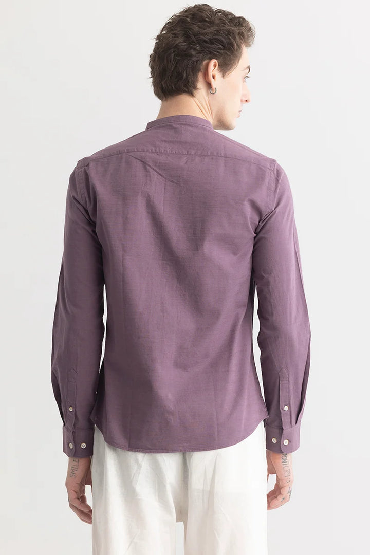 Mandarique Purple Linen Blend Shirt