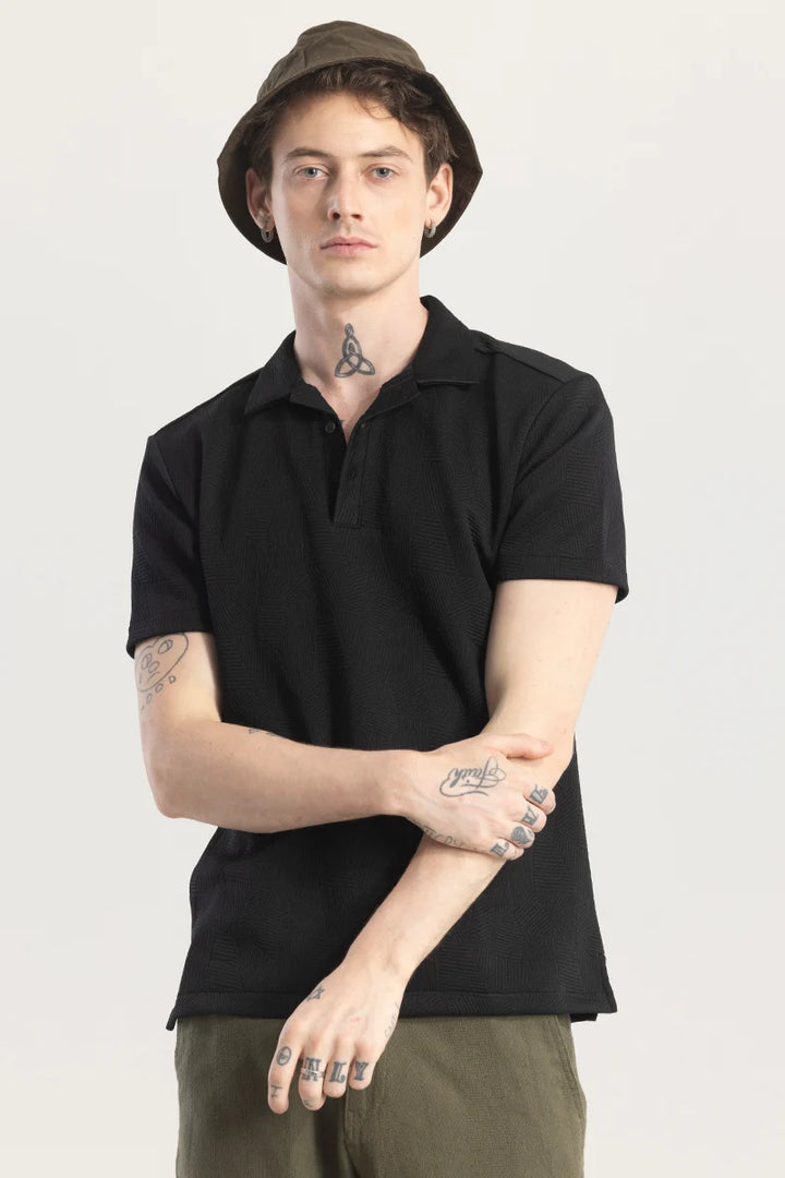 GeoCubique Black Polo T-Shirt