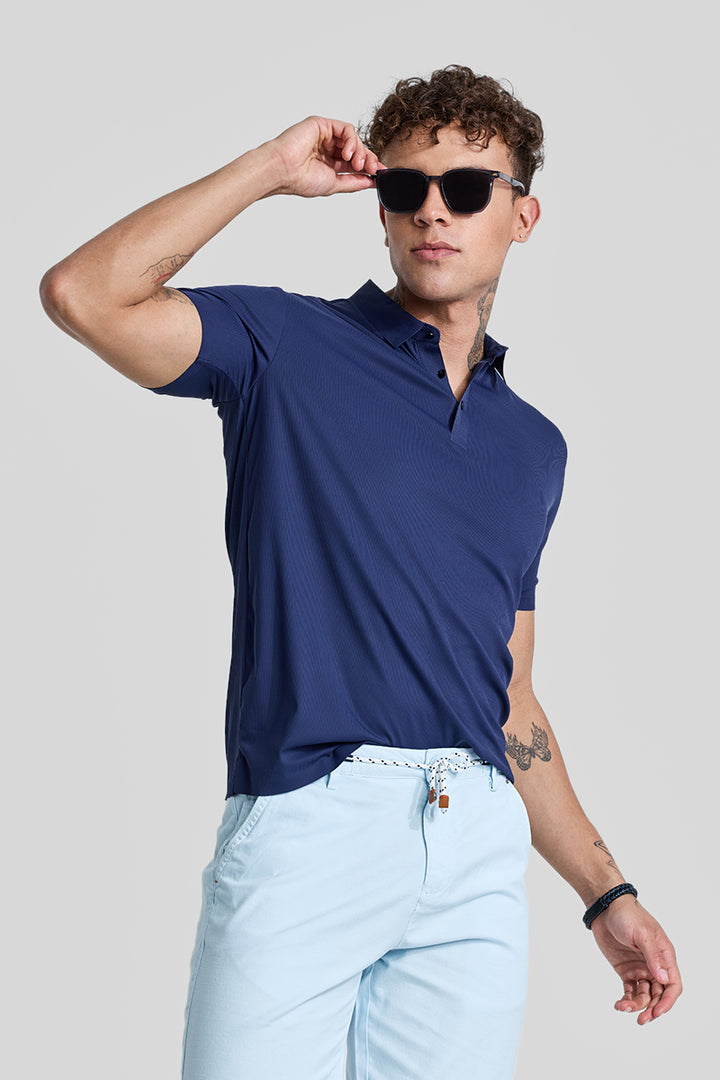 Dark Blue Stitchless Polo T-Shirt