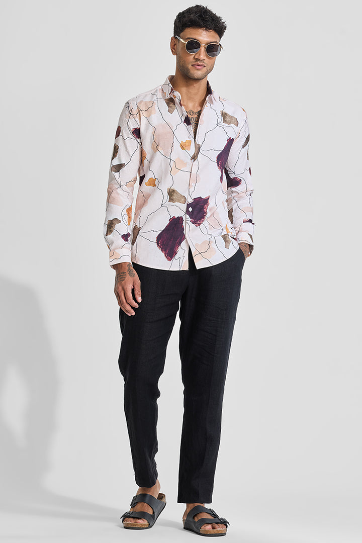 Orange Abstract Slim Fit Shirt