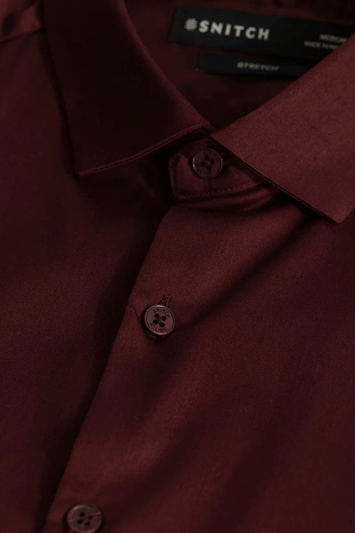 Etnni Maroon Plain Stitchless Shirt