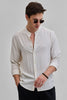 Cream Mandarin Linen Blend Shirt