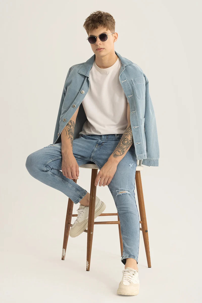 Horizon Light Blue Distressed Skinny Fit Jeans