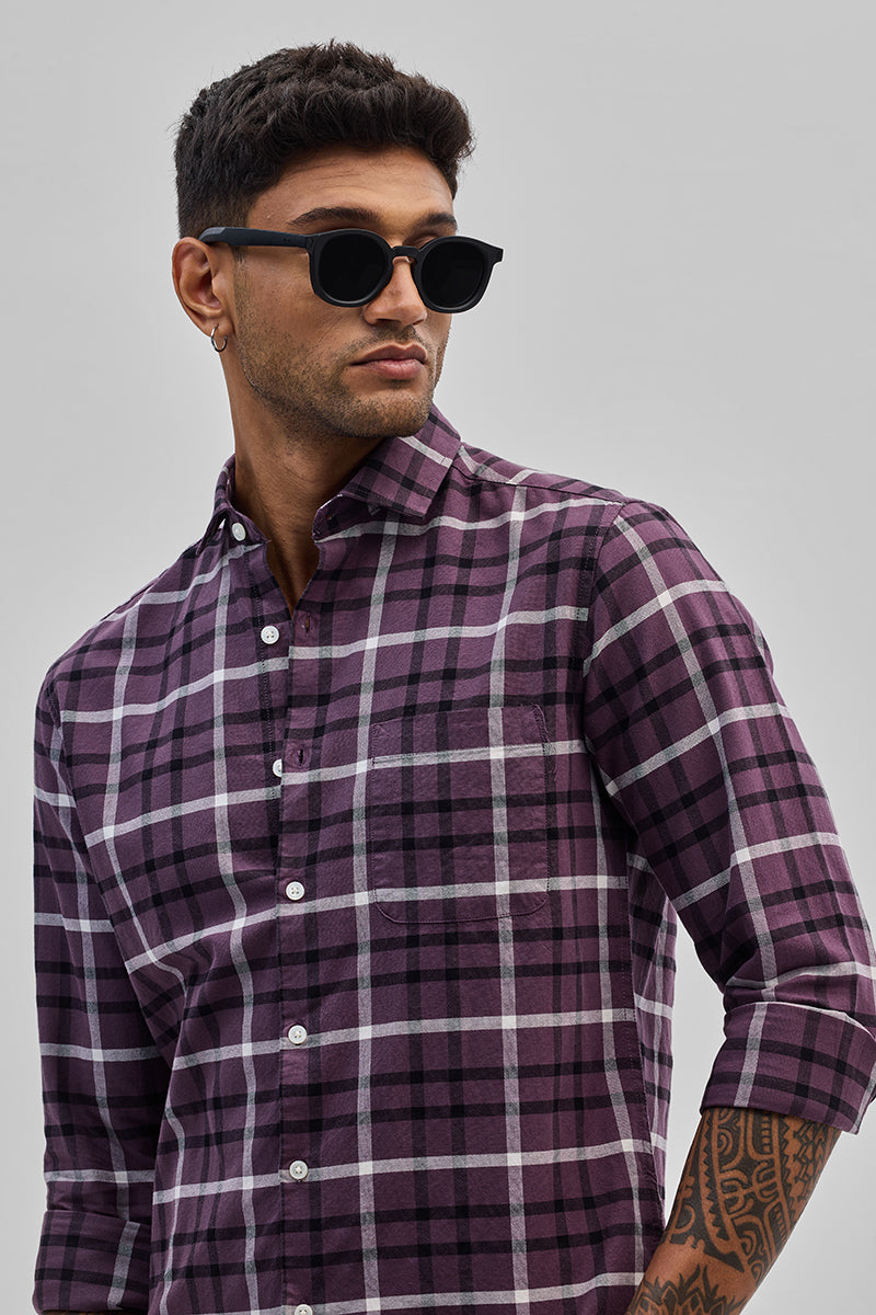 Purple Slim Fit Checks Shirt