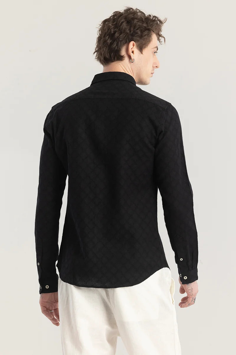 Buy Men's Quiltrend Black Self Design Shirtt Online | Snitch – SNITCH