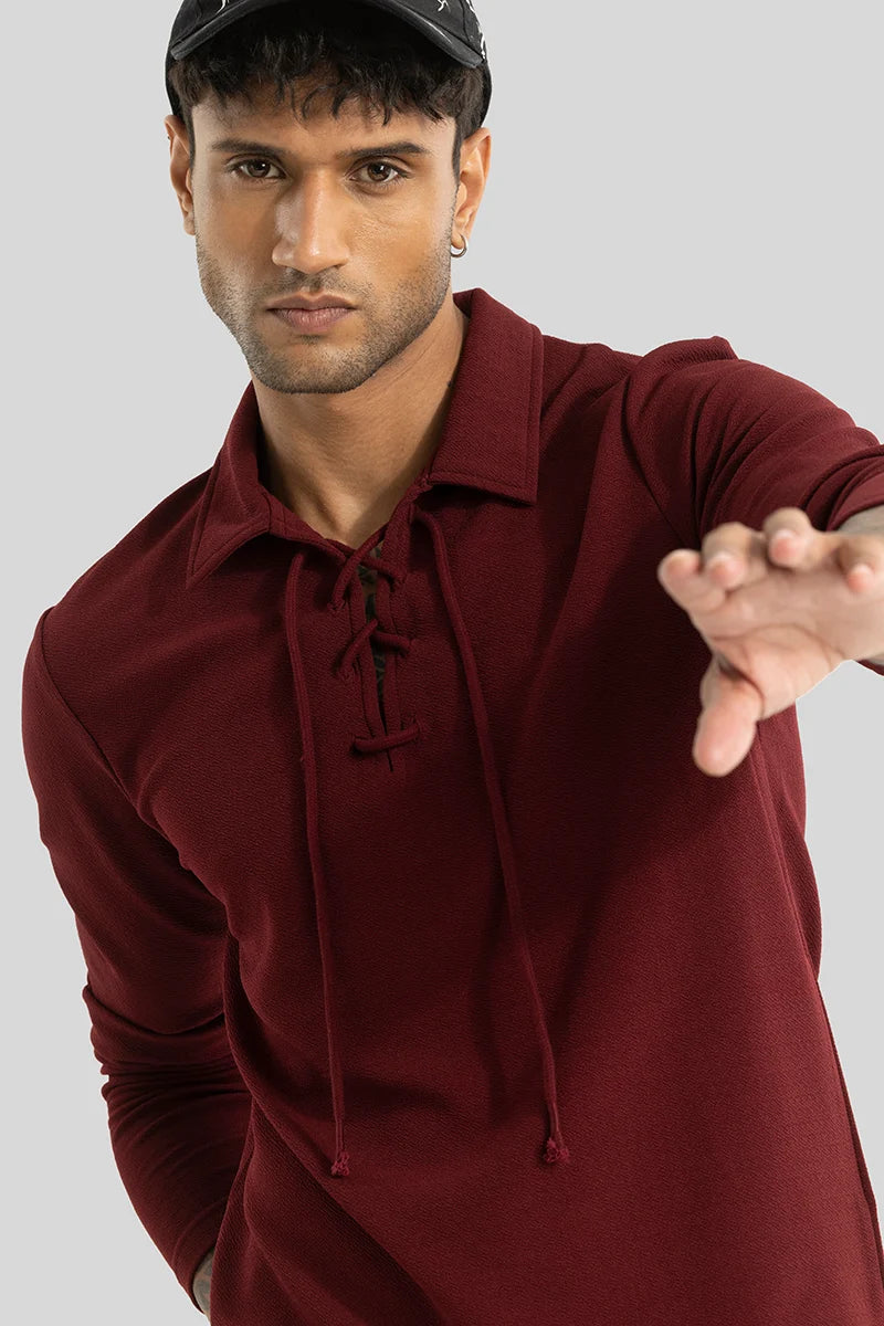 Jetter Maroon Plain T-Shirt